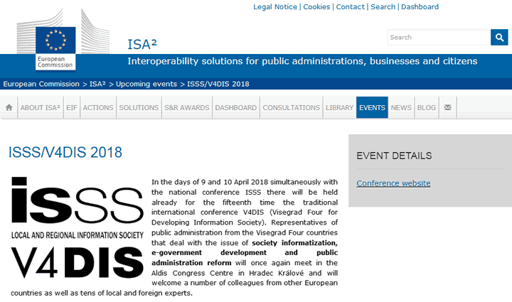 ISSS/V4DIS conference among the EU events